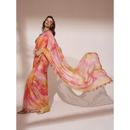 Kalista Tie and Dye Sequinned Organza Saree image 4