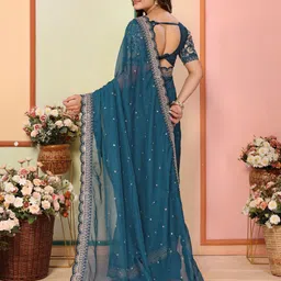 VAIRAGEE Ethnic Motifs Sequinned Organza Saree image 2