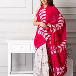 TROPWEAR Ethnic Motifs Printed Pure Cotton Block Print Saree image 4