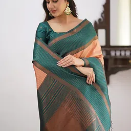 KALINI Striped Zari Banarasi Silk Saree image 5