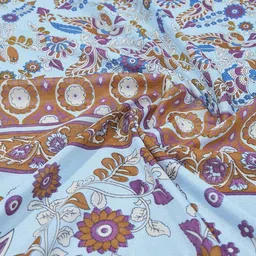 MIRCHI FASHION Blue Floral Printed Zari Saree image 5