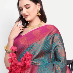 AKSH FASHION Woven Design Zari Banarasi Saree image 3