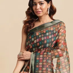 MIRCHI FASHION Geometric Printed Zari Saree image 5