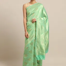 Sangria Ethnic Motifs Woven Design Zari Saree-image-22