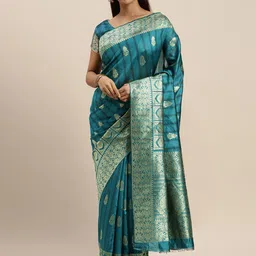 Sangria Ethnic Motifs Woven Design Zari Deatil Sarees-picture-17