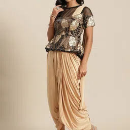 Grancy Brown & Beige Floral Embroidered Ready to Wear Saree-picture-22