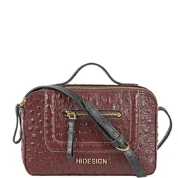 Hidesign Brown Geometric EE ASPEN Embossed Leather Satchel-picture-38
