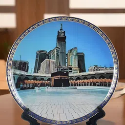 The Decor Lane Blue & Black Printed Ceramic Wall Plate With Stand image 3