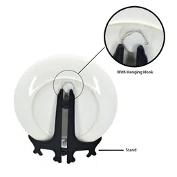 The Decor Lane Blue & Black Printed Ceramic Wall Plate With Stand image 2