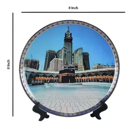 The Decor Lane Blue & Black Printed Ceramic Wall Plate With Stand image 4