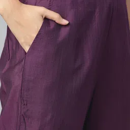SERONA FABRICS Women Violet Embroidered Kurta with Trousers & With Dupatta image 3