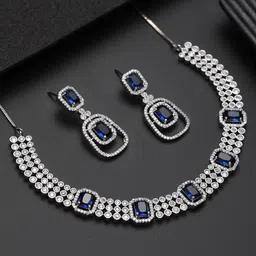 Jazz and Sizzle Silver Plated American Diamond Jewellery Set image 1