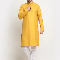 KRAFT INDIA Mandarin Collar Long Sleeves Straight Kurta With Pyjamas & Jacket image 4