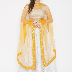 Clora Creation Mustard & Gold-Toned Ethnic Motifs Dupatta with Sequinned-picture-26