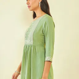 Soch Floral Embroidered Sequined A-Line Kurti image 5