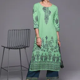 Indo Era Women Green Ethnic Motifs Printed Kurta with Palazzos image 1