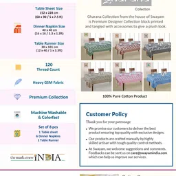 SWAYAM Beige & White Printed Cotton 6-Seater Table Linen Set image 5