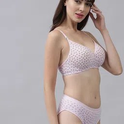 AROUSY Conversational Printed Cotton Brief Bra With Brief image 2