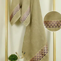Aura Art Gallary Beige 3 Pieces Printed Cotton 380 GSM Towels-picture-18