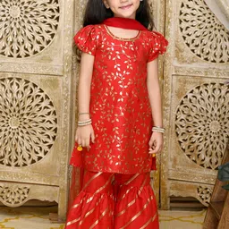 SAKA DESIGNS Girls Floral Printed Regular Kurta with Sharara & With Dupatta-picture-28