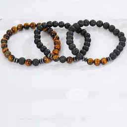 Young & Forever Unisex Set Of 3 Brass Tigers Eye Bracelet image 1