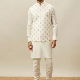 Twamev Mandarin Collar Kurta With Churidar & Nehru Jacket image 1