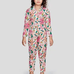 Peppermint Girls Floral Printed Shirt with Trousers image 1