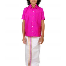 Sethukrishna Boys Pink Shirt & Dhoti Set-picture-25