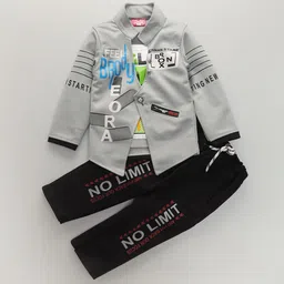 BAESD Boys Typography Printed Shirt with Trousers-picture-34