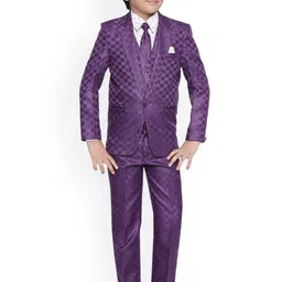 Jeetethnics Boys Purple Self Design 5 Piece Suit-picture-23