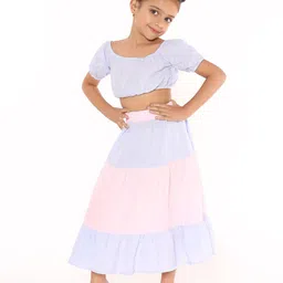 BAESD Girls Puff Sleeves Crop Top with Skirt-image-96