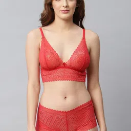 CUKOO Women Red Self-Design Lace Lingerie Set BP21-024-Red-picture-27