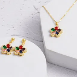 SALTY Stone-Studded Anti-tarnish Vibrant Beauty Earrings & Necklace-picture-16