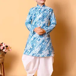 BAESD Boys Dyed Mandarin Collar Straight Sequinned Kurta with Patiala image 1