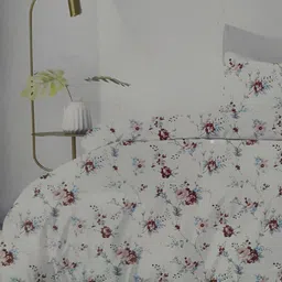 Signature White & Maroon Floral Cotton 4 Piece Double King Fine Bedding Set-picture-18