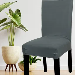 HOUSE OF QUIRK Set Of 4 Grey Solid Removable Chair Covers image 1