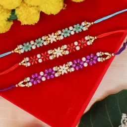 TIED RIBBONS Set of 3 Men Floral Rakhi with Card & Roli Chawla-picture-53