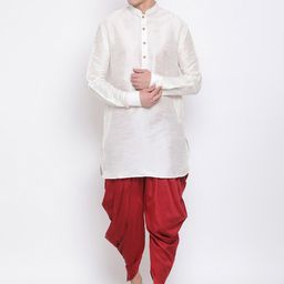 VASTRAMAY Mandarin Collar Regular Kurta With Dhoti Pants-picture-11