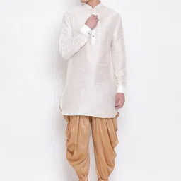 VASTRAMAY Mandarin Collar Regular Kurta With Dhoti Pants-image-19