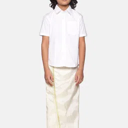 Sethukrishna Boys White Shirt with Readymade Dhoti image 1