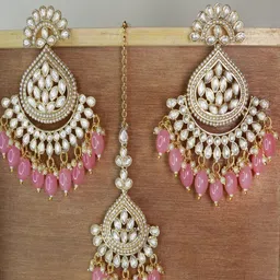 I Jewels Gold-Plated Kundan-Studded Jewellery Set-image-19