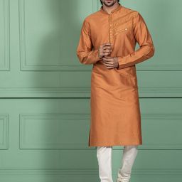 KISAH Men Mirror Work Mandarin Collar Kurta with Churidar Set-picture-34
