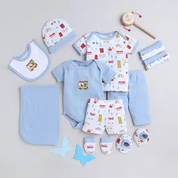 BUMZEE Infant Boys Pack Of 13 Pure Soft Cotton Baby Apparel Gift Set-picture-23