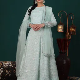 Ethnovog Embellished Sequinned Net Ready to Wear Lehenga & Blouse With Dupatta-image-37