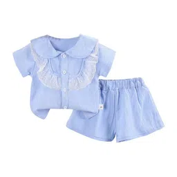 StyleCast Girls Blue Ruffles Detail Shirt with Pyjamas image 1