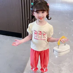 StyleCast x Revolte Girls Pink & Green Round Neck Printed Top with Pyjamas-picture-27