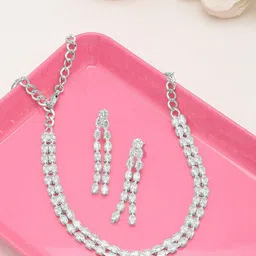 AMI Silver-Plated CZ Studded Jewellery Set image 1