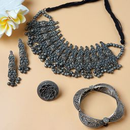 TEEJH Jaaben Oxidised Silver-Plated Gunghroo Jewellery Gift Set-picture-24