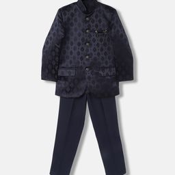 Blue Giraffe Boys Ethnic Motifs Self Design 2-Pcs Bandhgala Suit-picture-4