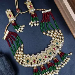 Anouk Gold-Plated Kundan-Studded & Beaded Jewellery Set image 1